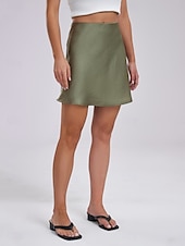 economico Gonne semplici-Gonna da donna A Line Colore solido Moda Casual Mini Vita alta Gonne Pura Tasca Stampa Micro-elastico Strada Giornaliera Nero Champagne Oro Verde militare Estate Satin