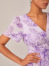 ieftine Rochii florale elegante-Pentru femei Rochie casual Rochie Lunga Rochie Maxi Mov Vară Primăvară În V Elegant S M L