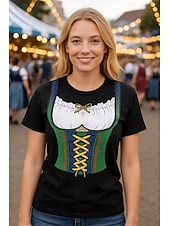 halpa Graafinen Vaatetus-T-paita baijerilainen München Saksa baijerilainen Katutyyli T-paita Kuvitettu varten Naisten Aikuisten Kuuma leimaus varten Oktoberfest-olut Festivaali