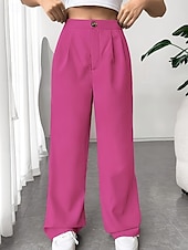 economico gamba larga e vita alta-Per donna Gamba larga Pantaloni Eleganti Pantaloni Elegante Lunghezza intera Naturale Semplice Tasca Comodo All&#039;aperto Confortevole All&#039;aperto Ferie Weekend Verde mela Vinaccia Verde translucido