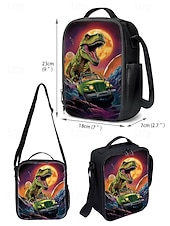 cheap Kids &amp; Teen Backpacks-Kids' 3-Piece Dinosaur Backpack Set with Lunch Bag and Pencil Case, T-Rex Print, Lightweight School Bag for Boys, Girls and Elementary Students