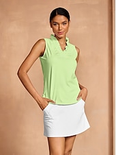 cheap Polos &amp; Quarterzips-Women&#039;s Golf Polo Shirt Baby blue Lake blue Black Sleeveless Top Ladies Golf Attire Clothes Outfits Wear Apparel