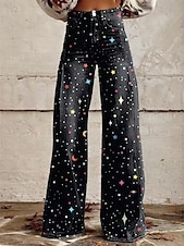 economico Fondi-Retrò Vintage Boho Anni &#039;70 Pantaloni Pantaloni a gamba larga Hippie Disco Vita alta Rinascita occidentale Stile jeans finti Per donna Carnevale Casual Quotidiano Festival Musicale Festa a tema retrò