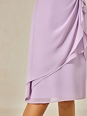 billige Bodycon-kjoler-Dame Knelang kjole Lag-på-lagkjole Elegant Formelt Sommerfugl Bryllupsgjest Cocktailfest Normal عادي Kortermet Crew-hals Lys Lilla Sommer