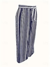 baratos perna larga e cintura alta-Mulheres Perna larga chinês Shorts de praia Férias Vintage Moda Comprimento total Cintura Alta Gráfico Geométrica Com Cordão Estampado Respirável Macio Micro-Elástica Férias Casual Diário Rubi