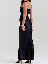 abordables Robes de Diplôme-Femmes Robe Longue Maxi Robe Robe Blanche Robe de remise des diplômes Robe de Bal Robe de Soirée Élégant Mode Soirée Occasion Spéciale Coupe régulière Uni Sans manches Sans bretelles Noir Blanche