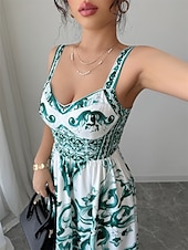 baratos Vestidos de Cocktail-Vestidos de Quinceanera A-Line Vestido Elegante Casamento Convidada Comprimento do Chão Sem Mangas Coração Poliéster Costas Descobertas com Estampa Floral Vestido Convidada de Casamento 2025