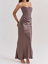 abordables Robes de Diplôme-Femmes Robe Longue Maxi Robe Robe Blanche Robe de remise des diplômes Robe de Bal Robe de Soirée Élégant Mode Soirée Occasion Spéciale Coupe régulière Uni Sans manches Sans bretelles Noir Blanche