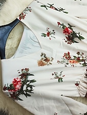 billige Boho-kjoler-Dame Lang kjole Maxikjole Boho-kjole Western kjole Mote Moderne utendørs Feriereise Ut på byen Normal Blomsternål i krystall Langermet V-hals Elfenben Sommer