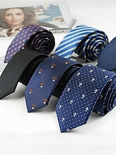 economico Cravatte e papillon da uomo-Cravatta classica sottile da uomo in poliestere – larghezza 6 cm, cravatta formale leggera per ufficio, matrimoni o colloqui