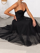 ieftine Rochii din chiffon-Pentru femei Rochie Lunga Rochie Maxi Rochie casual Rochie de Cocktail Rochie pentru invitata de nunta Rochii din Șifon Modă În aer liber Petrecere Concediu Fit regulat Simplu Fără manșon În V Negru