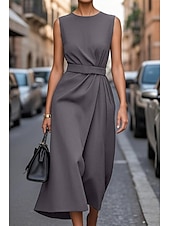 ieftine Rochie neagră casual-Pentru femei Rochii Midi Rochie casual Rochie Tip Maieu Rochie de vară Modă Modern Zilnic Dată Sfârșit de săptămână Fit regulat Culoare pură Fără manșon Stil Nautic Negru Mov Fucsia Maro Vară