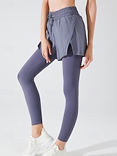 cheap Yoga Leggings &amp; Tights-Women's Yoga Pants Yoga Leggings Drawstring Pocket 2 in 1 Pilates Fitness Yoga Pants Solid Color Black Pink Purple Spandex Sports Activewear Micro-elastic