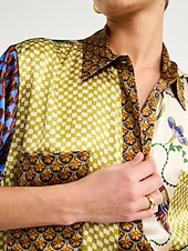 voordelige Stelt in-Dames Modieus Streetwear Broeken Sets Korte mouw Overhemdkraag Bloemig Afdrukken Alledaagse kleding Afspraakje Bruin Zomer Normale pasvorm