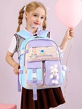 abordables Sacs à dos pour Enfants et Adolescents-Sac à dos d&#039;école imperméable pour filles avec bandes réfléchissantes et motif lapin - sac à dos léger de grande capacité pour les élèves du primaire, usage quotidien et voyage