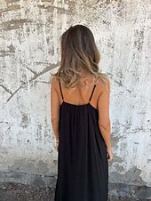 abordables concevoir des robes en coton et lin-Femmes Robe Longue Maxi Robe Robes en coton et lin Robe Décontractée Robe d&#039;été Robe Nuisette Mode Moderne Quotidien Week-end Coupe régulière Uni Sans manches Bretelles Noir Bleu Vert Kaki Été