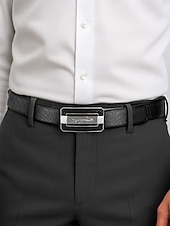 economico Cinture da uomo-Cintura da uomo in pelle con motivo coccodrillo e fibbia automatica – cinture marroni e nere regolabili di alta qualità con elegante fibbia in metallo per abbigliamento formale e casual, regalo perfetto per la festa del papà