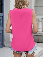 ieftine Top simplu-Pentru femei Camisole Tank Top Culoare solidă Zilnic Casual Fără manșon În V Topuri obișnuite Zilnic Bufantă Negru Alb Albastru piscină Fucsia Vară
