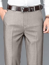 abordables Delgado-Hombre pantalones de traje Pantalones pantalones Pantalones de traje Bolsillo Plano Comodidad Transpirable Boda Exterior Diario Moda Casual Negro Caqui
