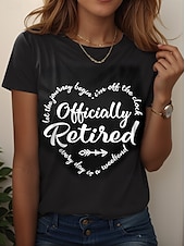 cheap Humor&amp;Quotes tee-Women&#039;s T Shirt Retired Graphic Letter Vintage Stylish Classic Short Sleeve Crew Neck Regular Tops Daily Weekend Print Black White Pink Blue Purple Summer
