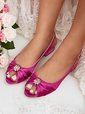 olcso Koktél-női szatén slingback esküvői magassarkúk kristálydíszítéssel - elegáns menyasszonyi slingbackek különleges alkalmakra