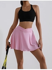 olcso Sima szoknyák-Női EU / USA méret Teniszszoknya Lolita hercegnő Preppy Mini Közepes derekú Szoknyák Egyszínű Pliszé Fodrozott Nyúlós Napi Alkalmi / Napi Arcpír rózsaszín Nyár Poliészter Spandex