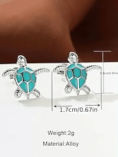 abordables Accessoires de vacances-Boucles d'oreilles tortue pour femmes – élégantes boucles d'oreilles plaquées argent avec incrustation de turquoise, parfaites pour la plage et l'été, accessoires décontractés et de vacances