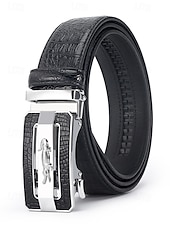 economico Cinture da uomo-Cintura da uomo in pelle con motivo coccodrillo e fibbia automatica – cinture marroni e nere regolabili di alta qualità con elegante fibbia in metallo per abbigliamento formale e casual, regalo perfetto per la festa del papà