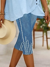 abordables Impression 3D Bleue-Leggings Capri pour femmes haute élasticité mode vacances hawaïenne longueur mollet taille mi-haute impression graphique respirant doux extensible vacances décontractée quotidienne bleu œuf de