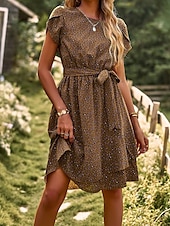 ieftine Rochii Boho-Pentru femei Rochie Mini Rochie florala Rochie Boho Rochie imprimata Modă Clasic Modern Vacanță Concediu Ieșire Fit regulat Floare Manșon scurt Stil Nautic Roșu-aprins Albastru piscină Maro Trifoi