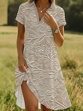 cheap Floral Dress-Women&#039;s Midi Dress Wrap Dress A Line Dress Vacation Casual Boho Going out Standard Fit Floral Graphic Short Sleeve V Neck White Green Khaki Summer