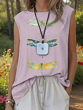 olcso Boho ujjatlan felső-Női Camisole Tank Top Grafika Állat Csehország Aktív Stílusos Ujjatlan Terített nyak Normál felsők Nyaralási viselet Fehér Arcpír rózsaszín Medence Lóhere Világoskék Nyár Tavasz