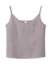 economico Camicie-Per donna Gilet in cotone e lino Blusa Canotta a canotta Semplice Moderno Casual Senza Maniche Scollo a V Top Regolari Quotidiano Uscire Nero Bianco Viola Estate
