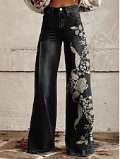 economico Fondi-Retrò Vintage Boho Anni &#039;70 Pantaloni Pantaloni a gamba larga Hippie Disco Vita alta Rinascita occidentale Stile jeans finti Per donna Carnevale Casual Quotidiano Festival Musicale Festa a tema retrò