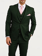 economico Abiti formali-Completi da matrimonio da uomo Completi business di ritorno a casa Borgogna Blu navy Moda Formale a tinta unita Fit standard 3 Pezzi Monopetto Due bottoni