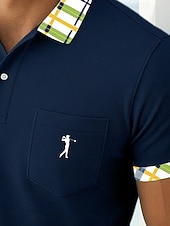  Per uomo Maglia da golf Polo Piqué Casuale Affari Colletto Polo a Coste Manica Corta Moda Essenziale Tinta unica Plaid Bottoni Logo Estate Primavera Primavera & Autunno Vestibilità regolare Giallo