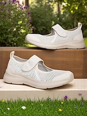 Χαμηλού Κόστους Γυναικεία Sneakers-Γυναικεία αναπνεύσιμα παπούτσια πεζοπορίας από πλέγμα – ελαφριά αθλητικά αθλητικά παπούτσια με velcro για άσκηση σε εξωτερικούς χώρους, ταξίδια και καθημερινή άνεση