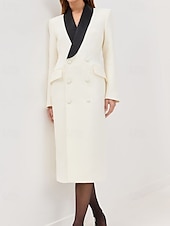 abordables Longueur du plancher-Robe Veste Col Châle À Double Boutonnage Robe Tuxedo A-Line Robe Mère de la Mariée Élégante Simple Minimaliste Décolleté en V Longueur Sol Satin Crépon Manches Longues avec Boutons 2025