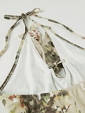 abordables Tops bohèmes-Femmes Chemise Bohème Chemisier Fleur Moderne Boho Sans manches Col Halter Hauts Réguliers Quotidien Fête Sortir Dos nu Imprimé Vert Été
