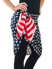 billiga Halsdukar för kvinnor-Damhalsduk med amerikansk flagga - patriotisk design med stjärnor och ränder i USA. Chiffongmaterialet är andningsbart och lätt, lämplig för 4 juli, självständighetsdagen, helgdagar och vardagsbruk.