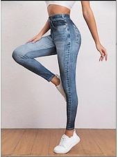 cheap Blue 3D Print-Women&#039;s Leggings Trousers 3D Print Chinos Vacation Streetwear Casual Full Length High Waist Plain Comfy Soft Comfortable Stretchy Outdoor Street Blue Dark Blue Gray Summer Skinny