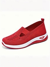 tanie Trampki damskie-Damskie Adidasy Komfortowe buty Na zewnątrz Codzienny Podróże Klin Okrągły palec u nogi Codzienny Wygoda Minimalizm Dzianina Mokasyny Ciemnoszary Czarny Ciemnofioletowy