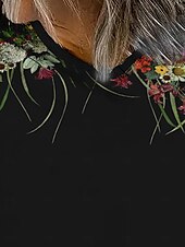 billige Blomster t-skjorte-Dame T skjorte Sommertopper Grafisk Klassisk Fritid Kortermet Crew-hals Crop Tops Daglig Helg Trykt mønster Svart Sommer Vår Høst