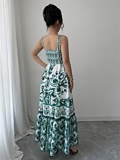 baratos Vestidos de Cocktail-Vestidos de Quinceanera A-Line Vestido Elegante Casamento Convidada Comprimento do Chão Sem Mangas Coração Poliéster Costas Descobertas com Estampa Floral Vestido Convidada de Casamento 2025