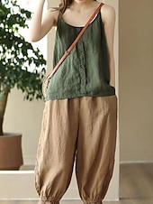 abordables Chemises-Femmes Chemisier Débardeur caraco Uni Moderne Sans manches Bretelle Hauts Réguliers Quotidien Sortir Boutons Noir Jaune Orange Vert Kaki Été