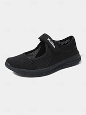 cheap Women's Sneakers-Women's Breathable Mesh Walking Shoes with Magic Tape Strap – Lightweight Athletic Flats, Great for Outdoor Fitness, Travel Hikes, Casual Errands &amp; Active Lifestyles