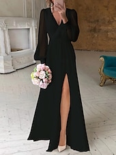 economico abiti da sposa casual-Ricevimento di matrimonio in spiaggia piccoli abiti bianchi abiti da sposa A-Line scollo a V maniche lunghe lunghezza a terra abiti da sposa in chiffon con arricciature 2025