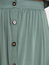 abordables Jupes unies-Femmes Jupe Basique Occasionnel Midi Taille Basse Jupes Uni Froncé Micro-Élastique Vacances Rue Noir Blanche Vert Menthe Vert Été Coton