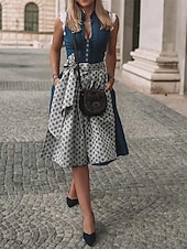 voordelige Vrouwen-Oktoberfest Jurken Dirndl Trachtenkleider hulp in de huishouding Bavarian Duits Weiden Dames Doek in traditionele stijl Kleding Schort Zonder blouse (75 cm)
