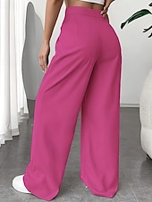 economico gamba larga e vita alta-Per donna Gamba larga Pantaloni Eleganti Pantaloni Elegante Lunghezza intera Naturale Semplice Tasca Comodo All&#039;aperto Confortevole All&#039;aperto Ferie Weekend Verde mela Vinaccia Verde translucido